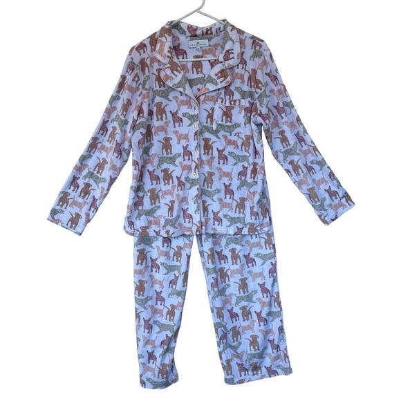 Karen Neuburger Girlfriend Fleece Pajama Set SZ M  Puppy Print Soft Loungewear - Picture 1 of 14